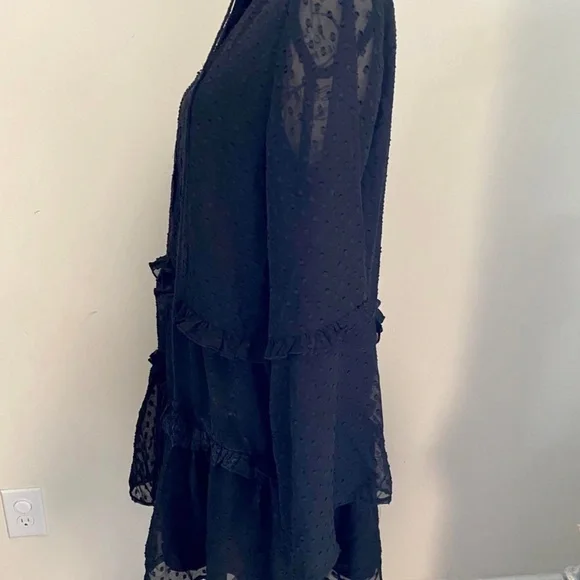 Shein Polka Dot Tassel Tie Neck Babydoll Dress - Picture 4 of 9